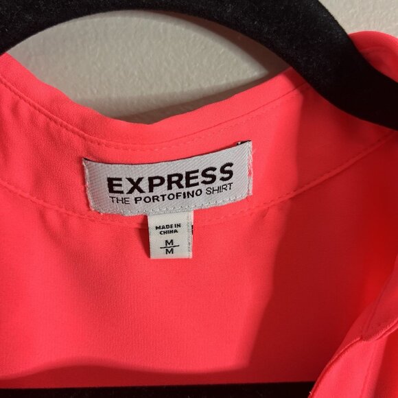 Express Size Medium Pink Portofino Chiffon Button Shirt - Picture 3 of 6